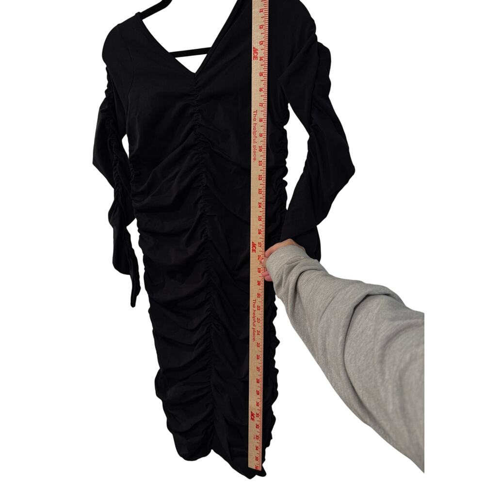 NWT! Helmut Lang XS/S Ruched Bodycon Midi Jersey Dress $495 Long Sleeve Black - Picture 10 of 12